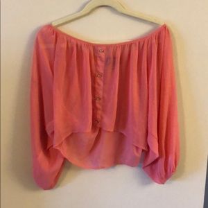Pink chiffon crop top